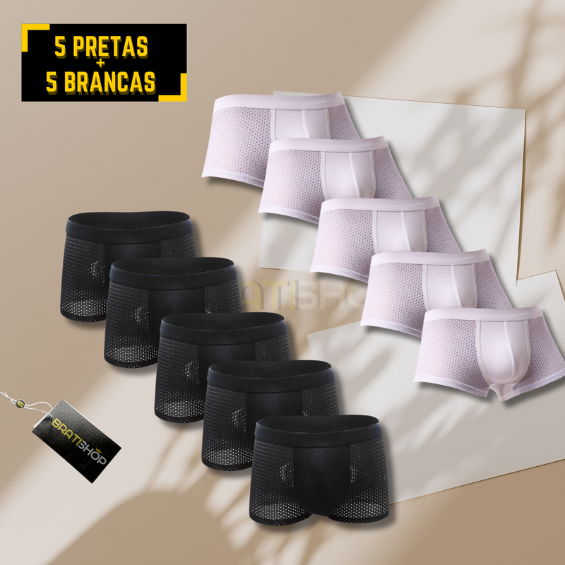 Kit Cuecas Premium Respiráveis - Pague 5, Leve 10 (Pré-BlackFriday)