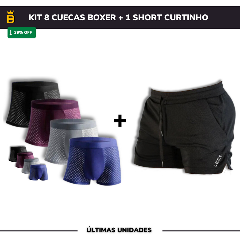 Kit 8 Cuecas Boxer + Short Curtinho