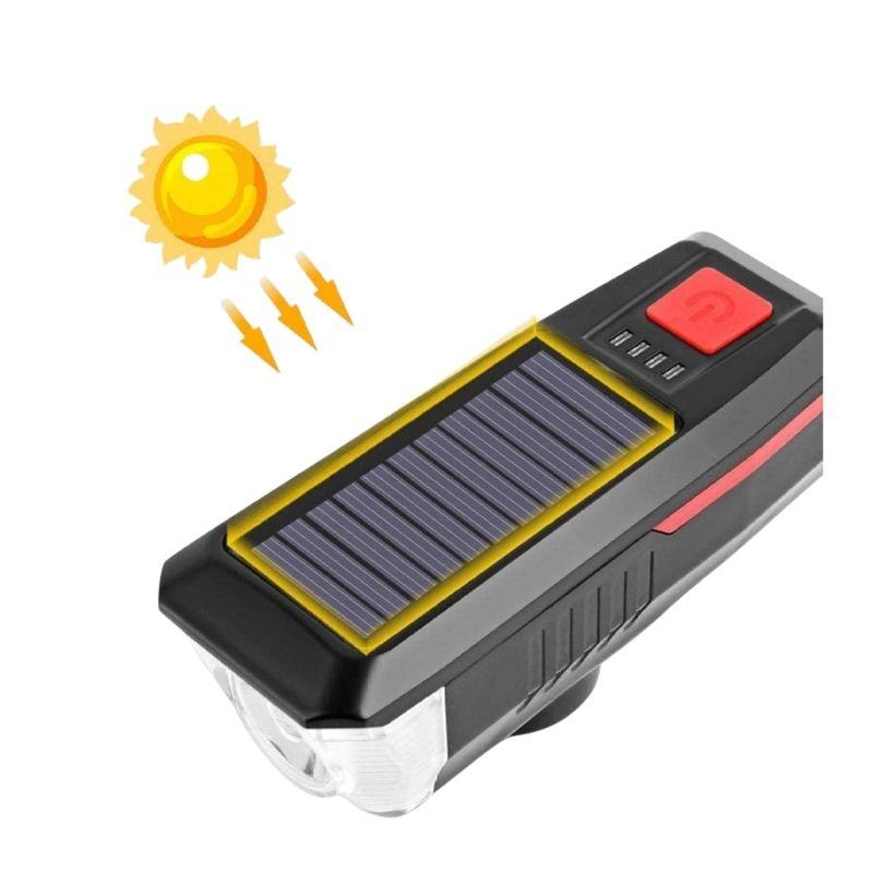 Lanterna de Bike Recarregável com Energia Solar – LED 2000mAh