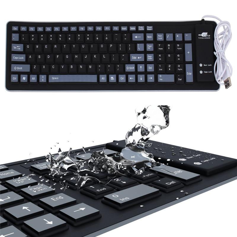 Teclado de Silicone Flexível, 103 Teclas, USB – À Prova D’água