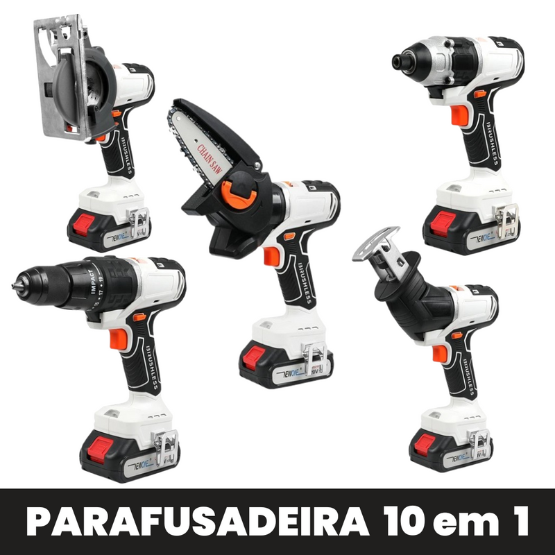 HAMMER™ - Kit Elétrico 10 em 1: Parafusadeira, Furadeira, Serra e Muito Mais [⚡OFERTA SÓ NA BLACK FRIDAY]